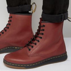 Dr Martens Newton 8 Eye Leather Lite Boots- Red Burgundy - Women’s Size 5US 36EU