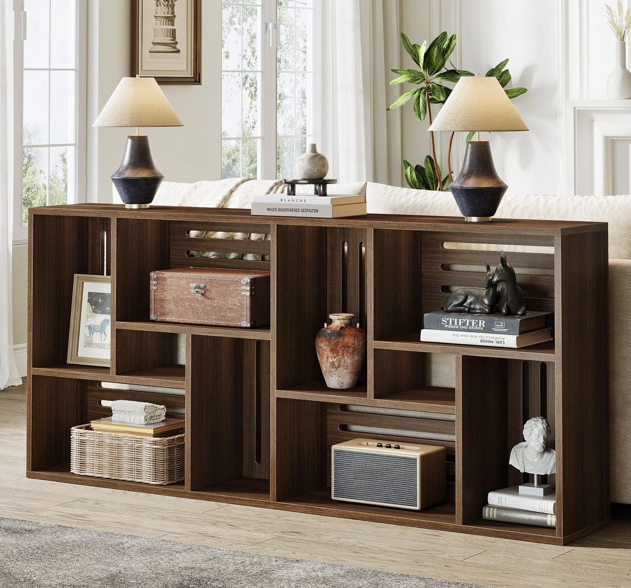 J0325 70.9" Console Table, 3-Tier Entryway Table Sofa Table with Storage Shelves