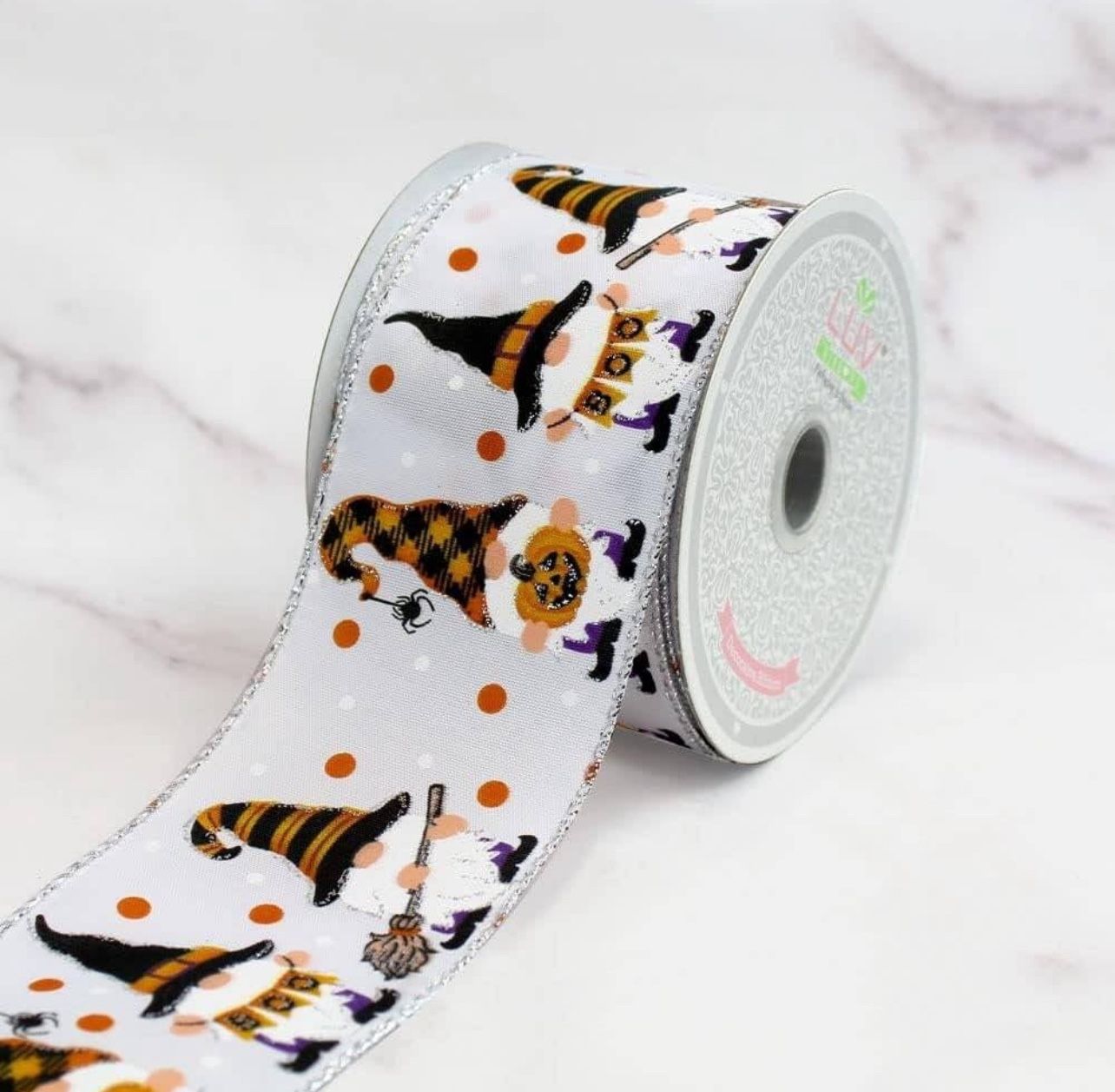 LUV Ribbons Halloween Gnomes and Lights Wired Edge Ribbon Crafts 10 Yards