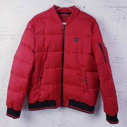 Men's Varsity Puffer Calvin Klein Red and Black Puffer Jacket Large