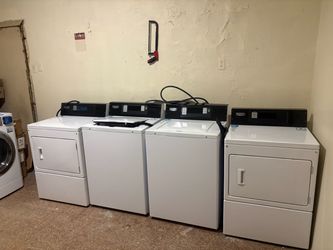 PACKAGE DEAL: Brand New Maytag Commercial Laundry Set (2 Washers & 2 Electric Dryers) - Unused