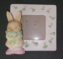 Ceramic Bunny with Flower  Frame 