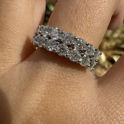 New Moissanite Wedding Band 18K 1.4CT White Gold Plated Sterling Silver Rings