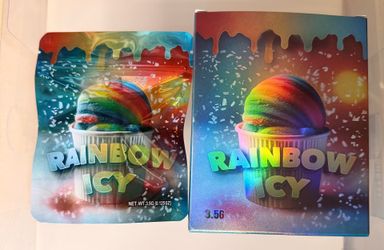 3.5g Holographic Bags & Boxes Set Rainbow Icy Design—100 count total 50 Boxs/50 Bags