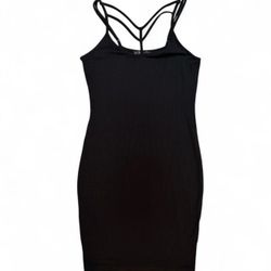 Black Mini Stretchy Bodycon Dress With Straps 