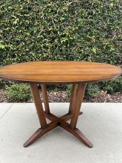 Art Deco Mid Century Modern Drop Leaf Oak Dining Table