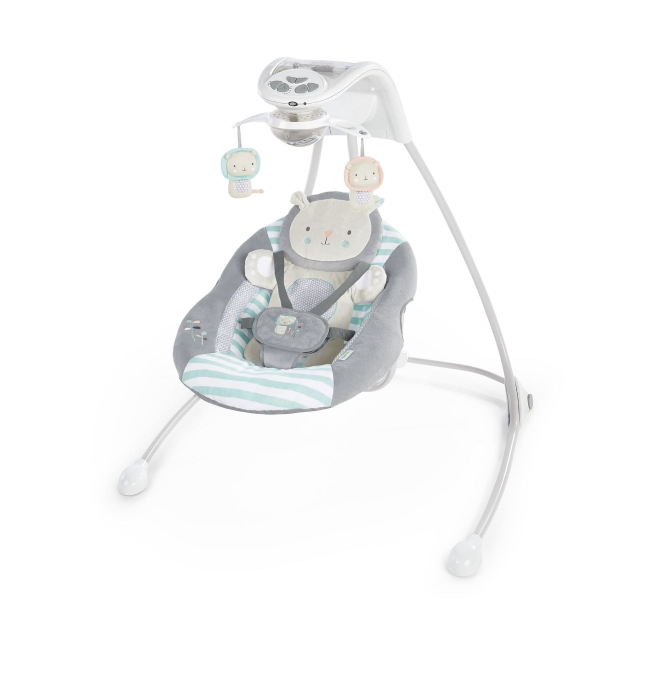 NEW Ingenuity InLighten Foldable Lightweight Baby Swing with Lights, Lion, Gray