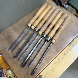 (7 piece set) VINTAGE GREENLEE WOOD CHISELS AND GOUGES SET -Made in USA-