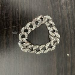 Silver bracelet,fake diamonds