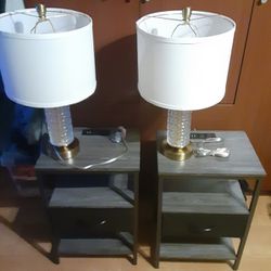 Two End Tables & Two End Table Lamps