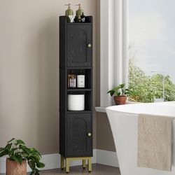 🚿 NEW - 42.8" Slim Bathroom Storage Cabinet, Black – Perfect for Small Spaces! 🖤

