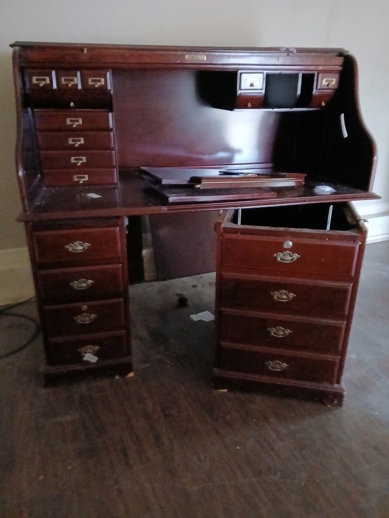 Cherry WOOD ROLL TOP DESK