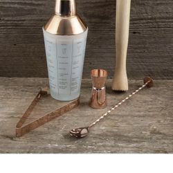 5-Piece Copper Mixology Cocktail Bartender Set Shaker Jigger Muddler Cambridge