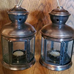 Brass Lantern Tea Light Candle Holder set