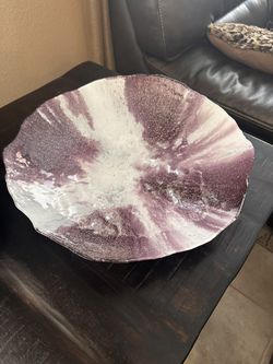 Purple And Silver Beautiful Display Platter/Bowl