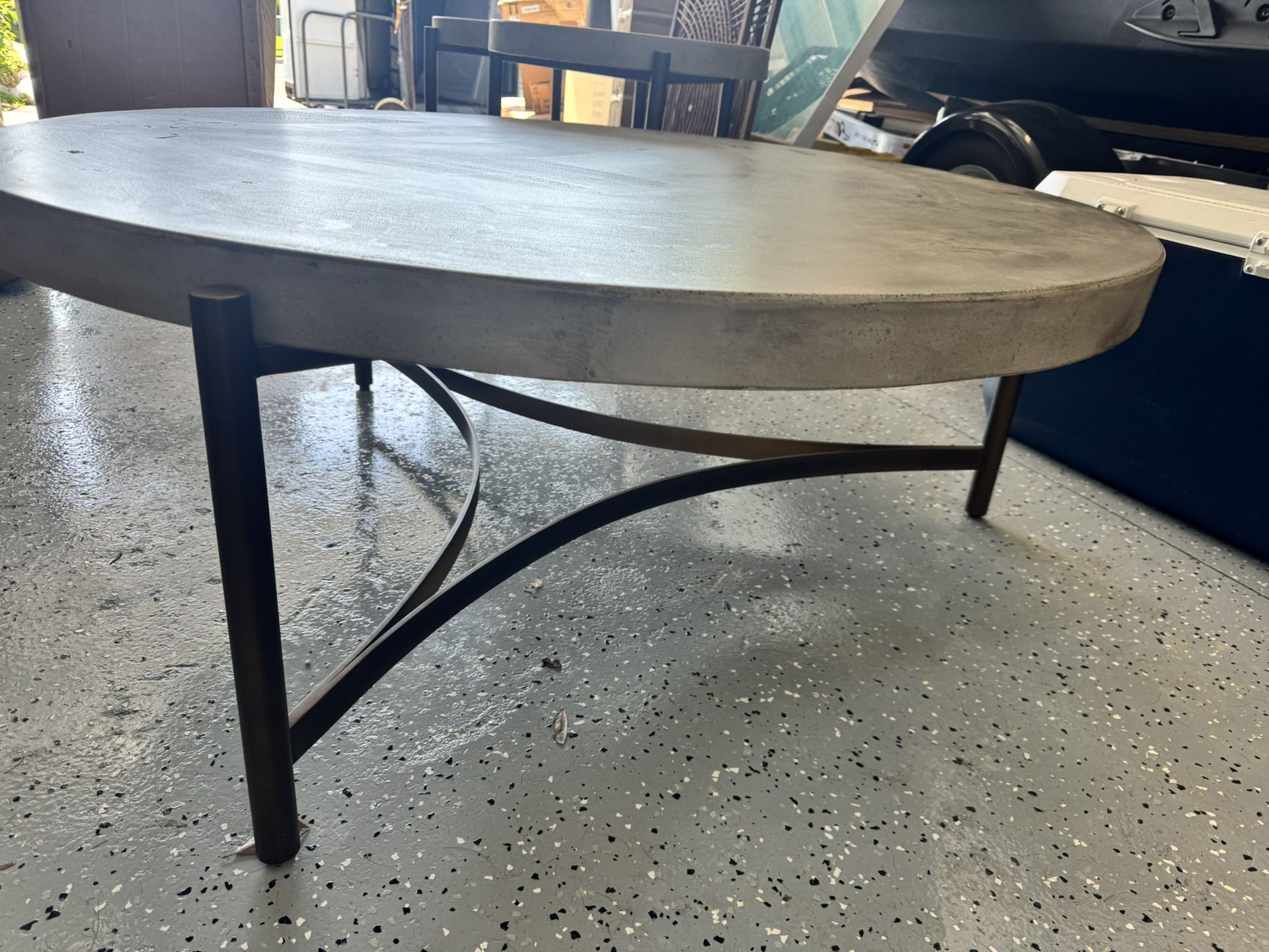 Cement style large coffee table, and two side end tables