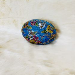Vintage Chinese Cloisonne Unique Shape Box Hand Made with Enamel & Floral Design