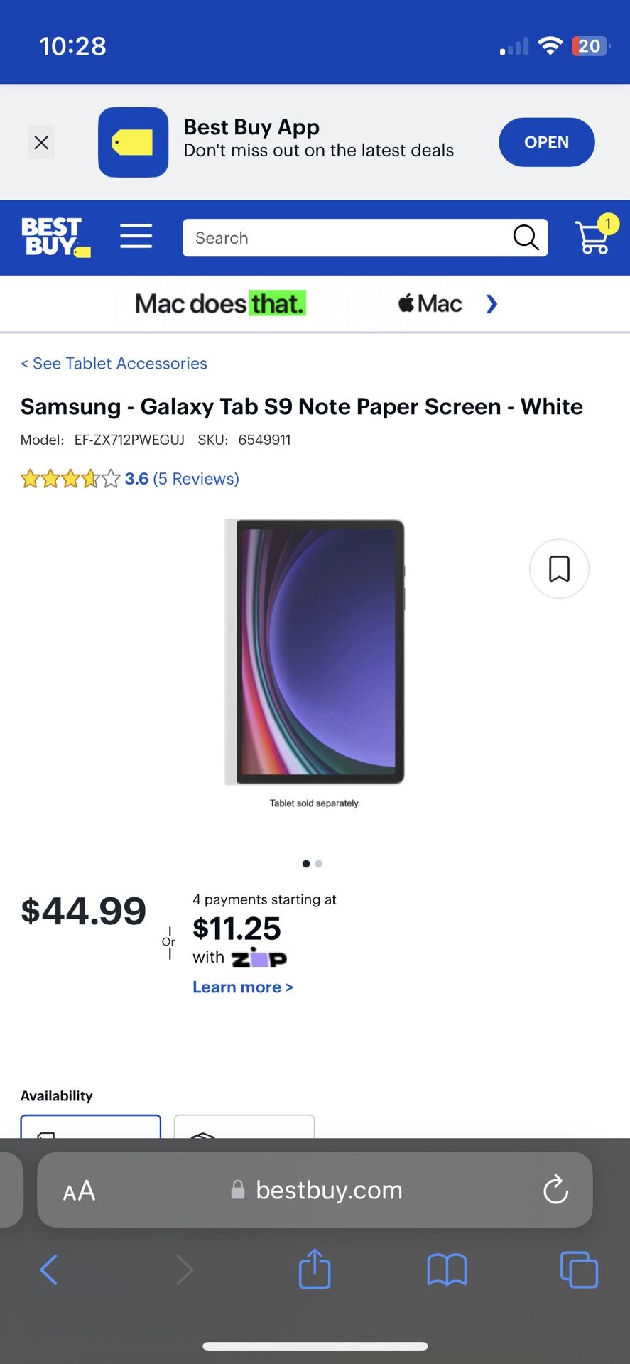 Samsung Tablet s9 Note Screen