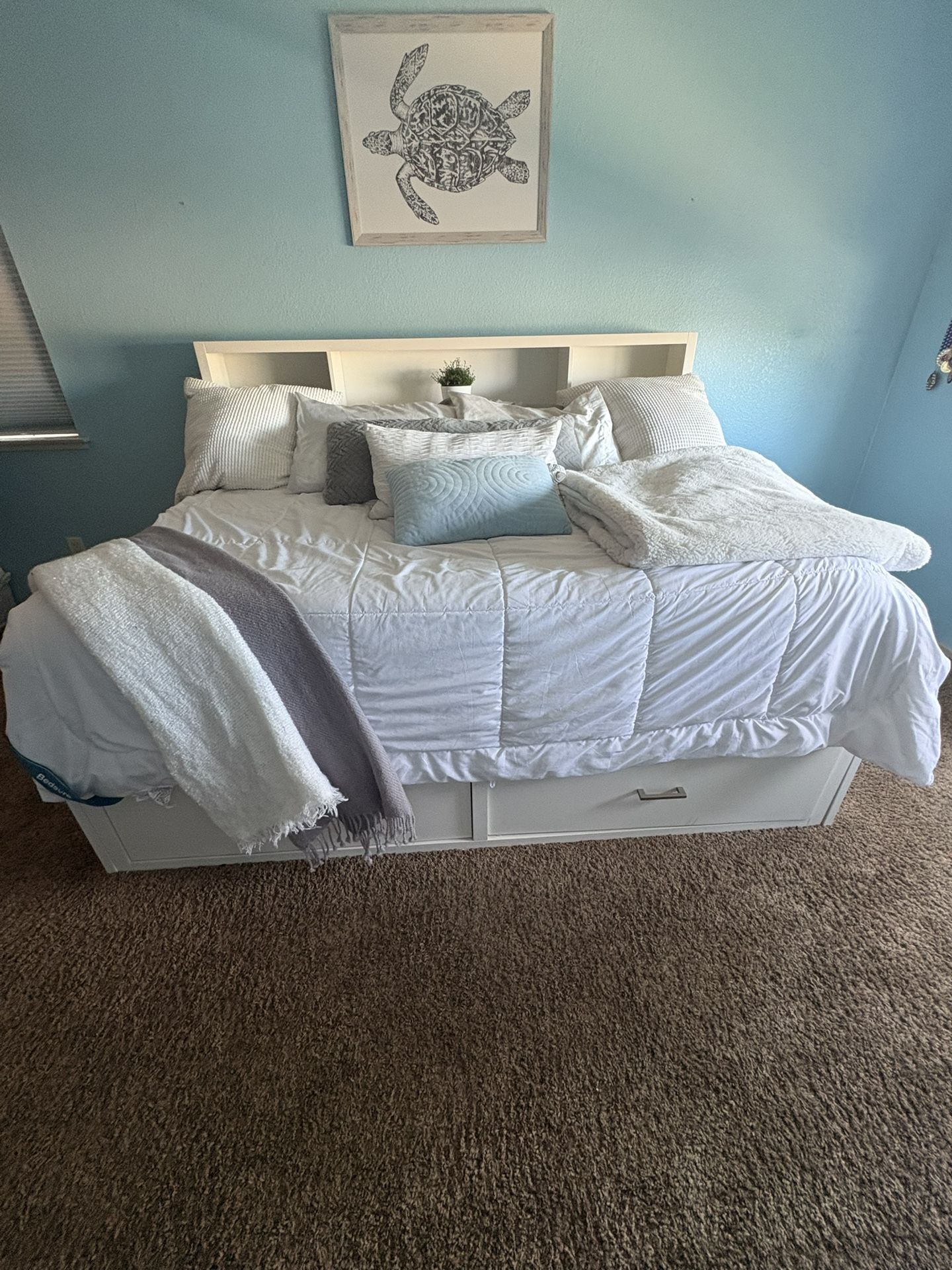 White Full Bed With Storage (2 Available)