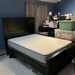 Queen Mattress, Box Spring, Frame, Mattress Topper