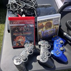 PS3 Console With Games And Controllers 