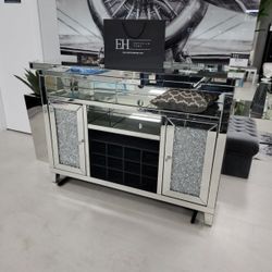 Mirrored Glam Wine Cabinet 