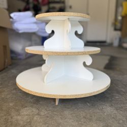 3-Tier White Wooden Cupcake & Dessert Stand – Party, Wedding, Baby Shower