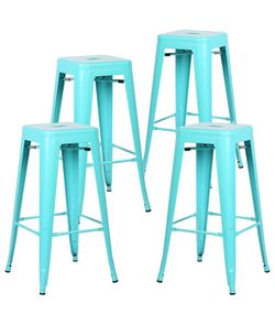 Poly and Bark Trattoria Bar Stool in Aqua (Set of 4)