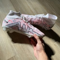 Nike Air Zoom Mercurial Superfly 9 Elite FG Firm Ground Soccer Cleats - White/Pink/Black
