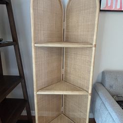 Rattan Boho Corner Book Shelf