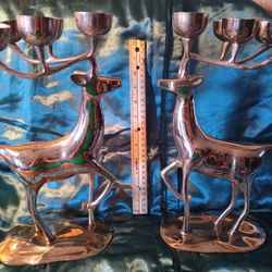 Silver Plated Large Reindeer Candle Holders