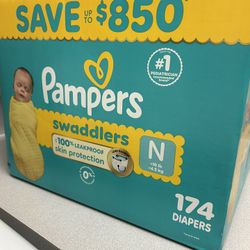 New Pampers Box Newborn 174 Count 