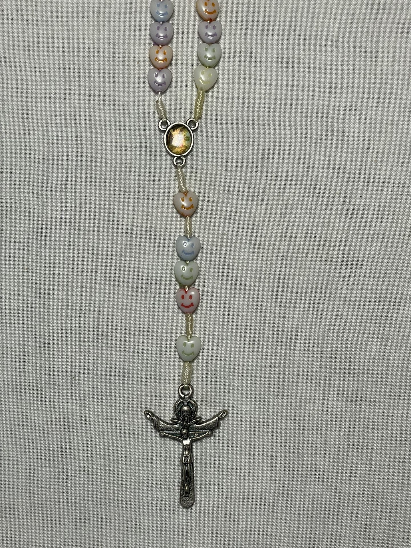Vintage Italian Smiley Face Hearts Rosary