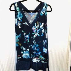 Blue floral sleeveless Dress