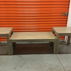 Set of 3 Matching Wooden Tables – Coffee Table + 2 End Tables