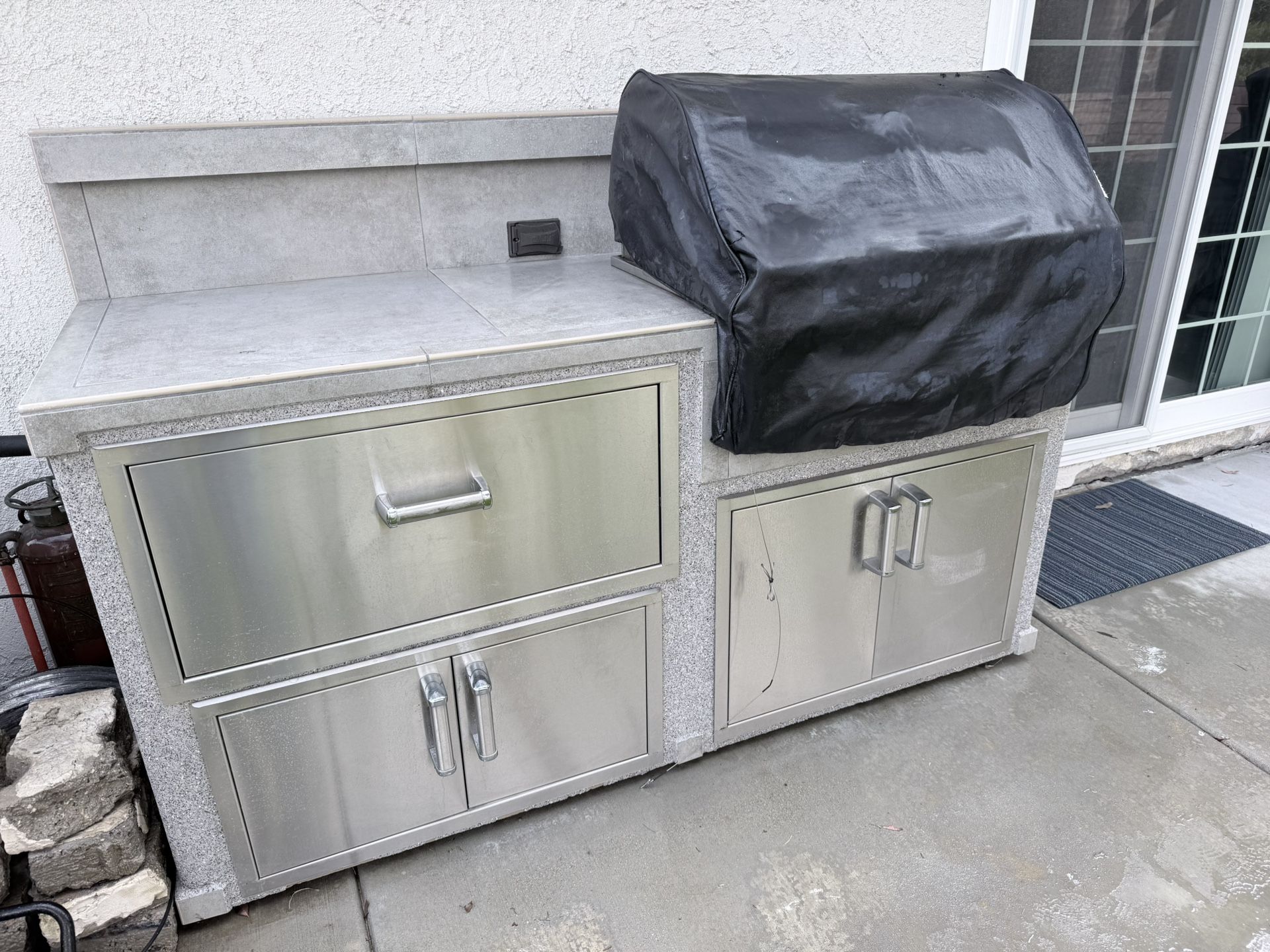 BBQ Island With Built In BBQ.   Lots Of Storage And Two Outlets 