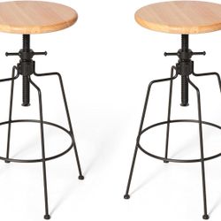 BOKKOLIK 22.8-26.8inch Counter Height Adjustable Industrial Bar Stools Set of 2 