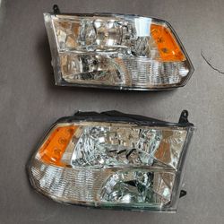 Pair Headlights Assembly 2009-2018 Dodge Ram 1500 2500 3500 Lamps Left Right Side 