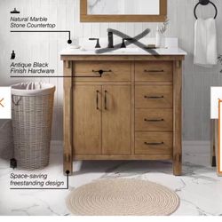 NO TOP 36” BATHROOM VANITY CABINET  SOLID WOOD (one Of The Best Reviuws In Vanity’s)