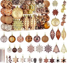 Christmas Tree Ornament Set Brown Gold