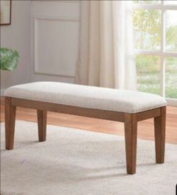 Wooden bed bench cream / off-white upholstery