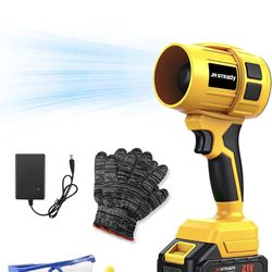 21V Cordless Handheld Leaf Blower- Variable Speed, 30000RPM Powerful Handheld Blower with Rechargeable Battery, Protective Gear for Home, Backyard, Dr