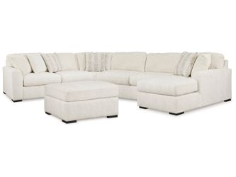 Chessington Ivory 4-Piece Sectional and Oversized Accent Ottoman