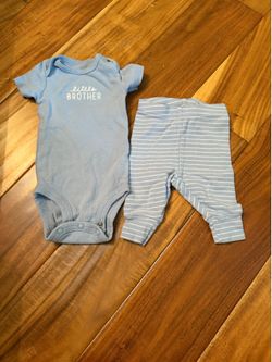 Baby boy carter’s little brother pants set. Size newborn