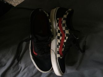 Black Red White Checkerboard Vans Size 8