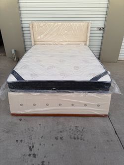 Upholstered Bed Frame with Mattress