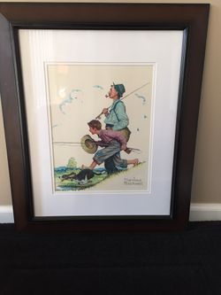 Norman Rockwell print 2’ x 20” with wood glass frame