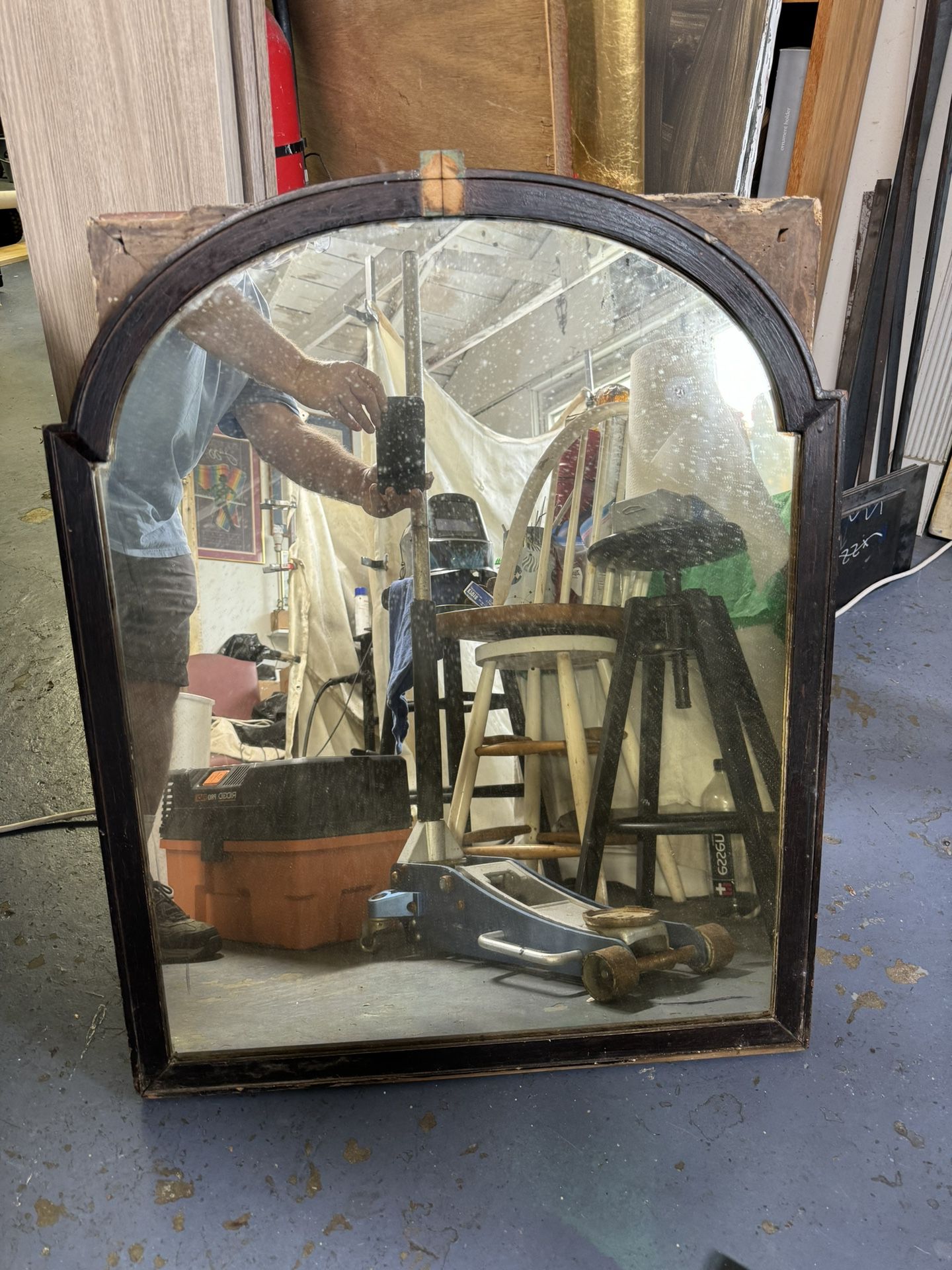 Vintage Oval Wooden Mirror 