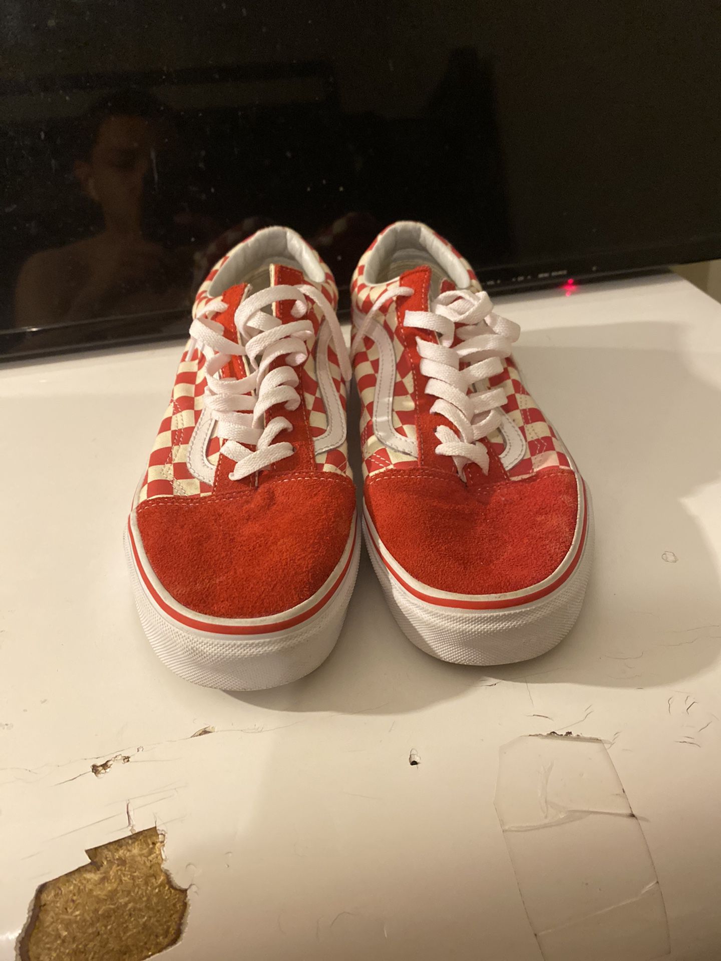 Lowtop Red and White Checkerboard Vans Size 9.5