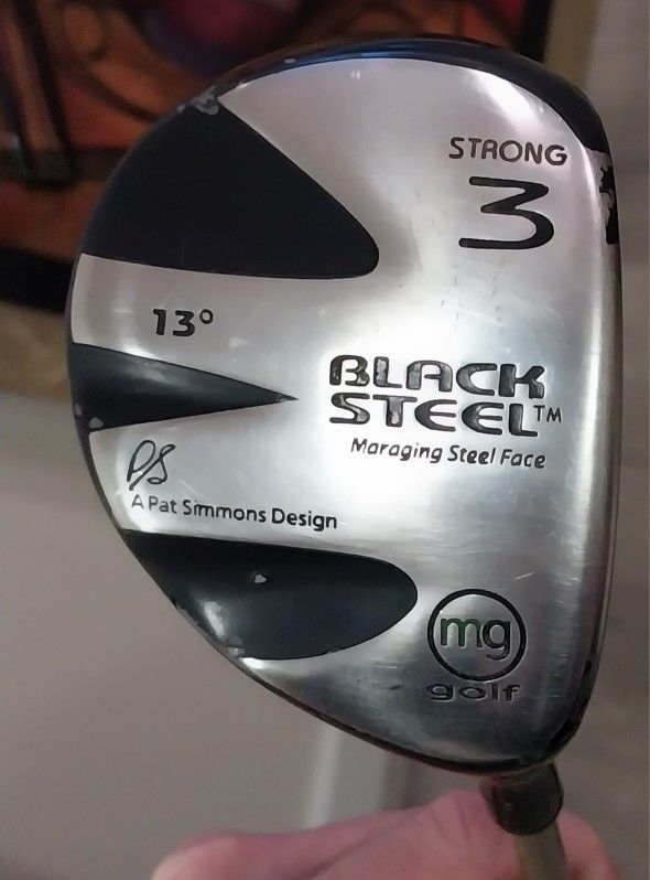 MG Golf Black Steel Strong 13° 3 Wood (Maraging Steel Face)